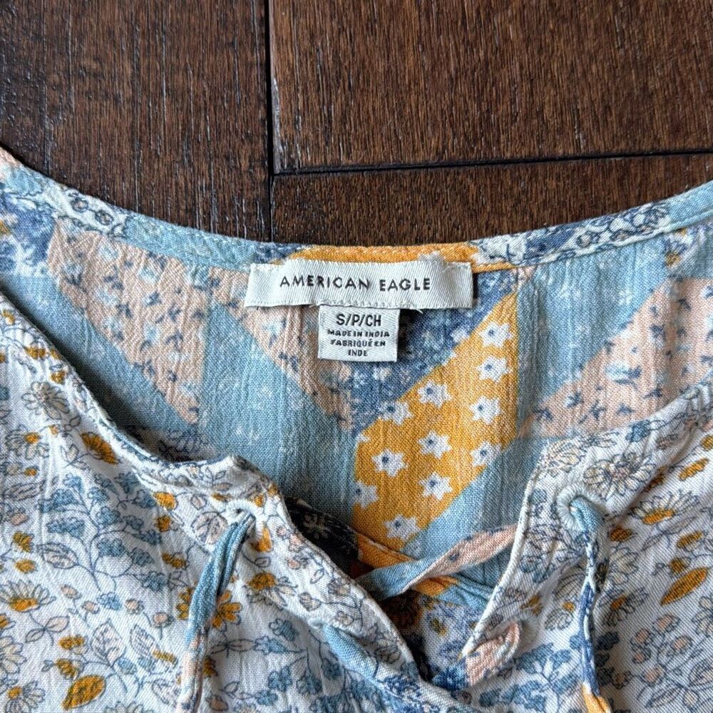 American Eagle Patchwork Shirt Blouse Women’s Siz… - image 7